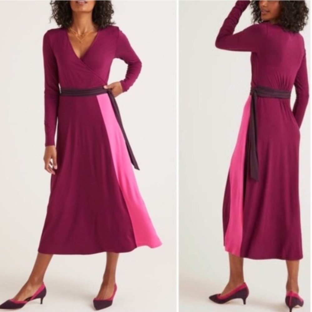 Boden Laurie colorblock midi  wrap around dress